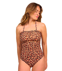  Cheetah Tan Through Tube Swimsuit