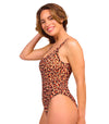 Cheetah Tan Through Scoop Neck Swimsuit