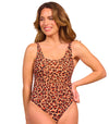 Cheetah Tan Through Scoop Neck Swimsuit