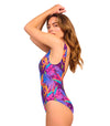 Paradise Purple Tan Through Scoop Neck Swimsuit