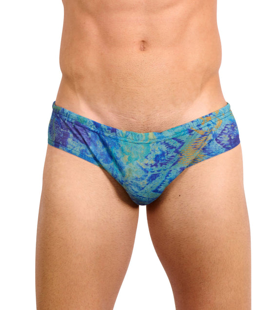 Azure Tan Through Deep Waist Swim Brief