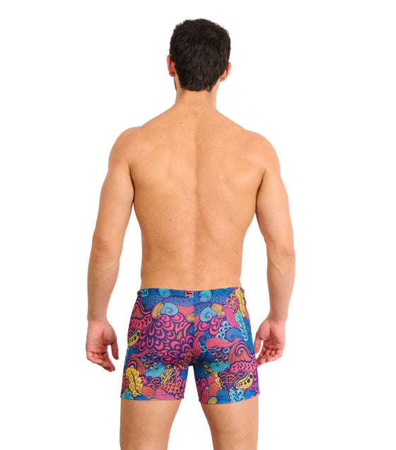 Floral Wave Tan Through Swim Shorts