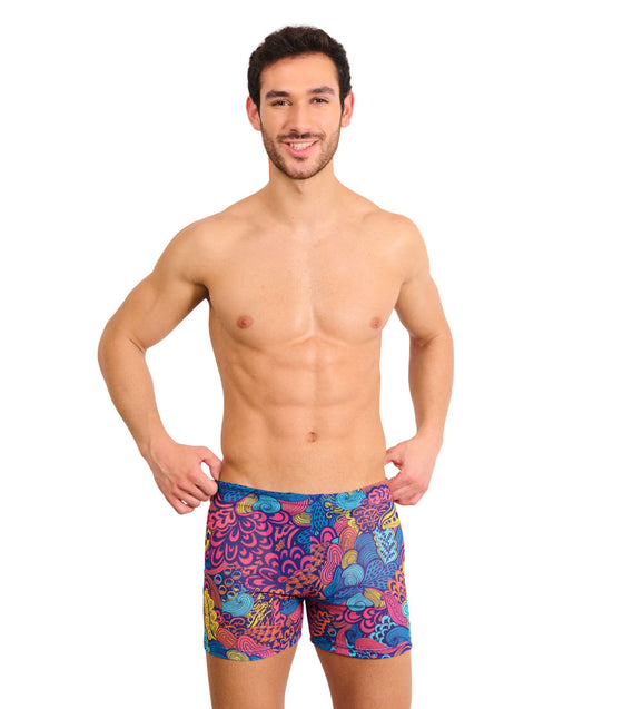 Floral Wave Tan Through Swim Shorts
