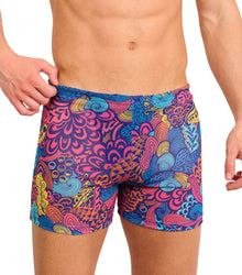  Floral Wave Tan Through Swim Shorts