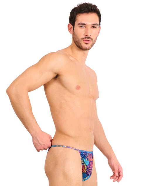 Floral Wave Tan Through Swim Tanga