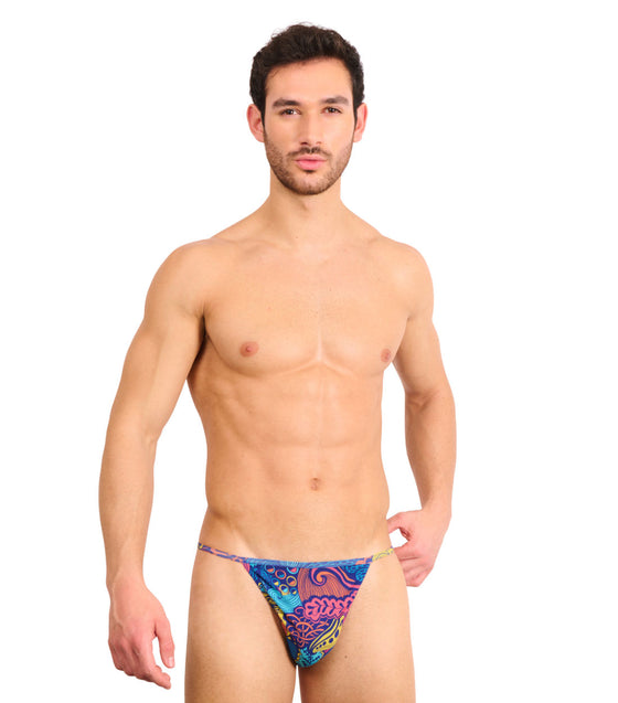 Floral Wave Tan Through Swim Tanga