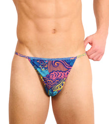  Floral Wave Tan Through Swim Tanga