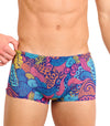 Floral Wave Tan Through Swim Trunks