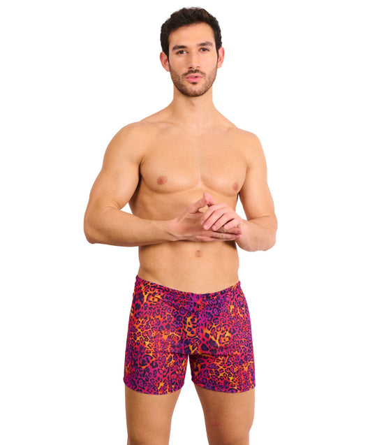 Hot Leopard Tan Through Swim Shorts