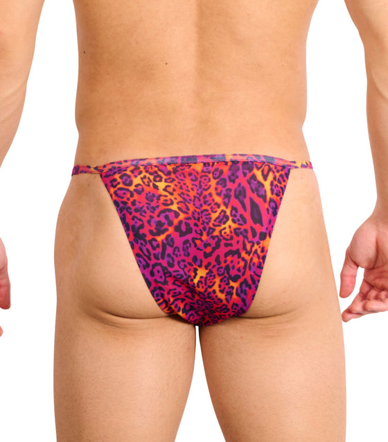 Hot Leopard Tan Through Swim Tanga