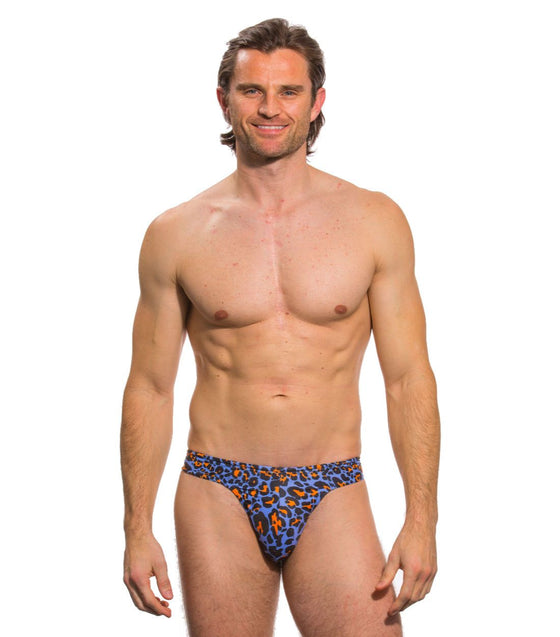 Leopard Orange Swim Thong - Kiniki