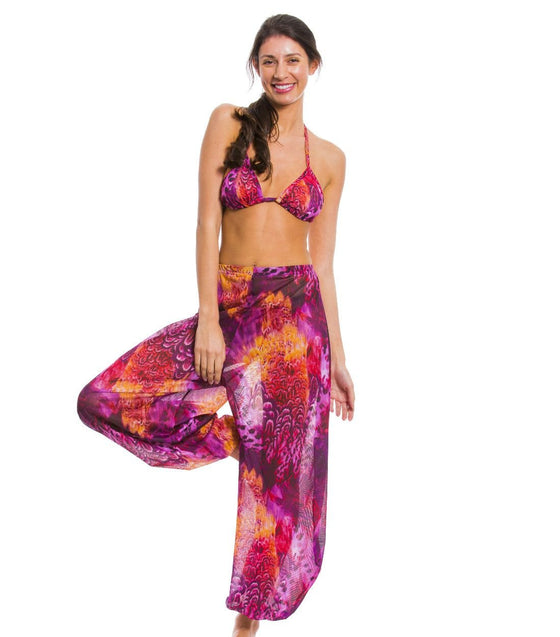 Purple Amalfi Tan Through Harem Pants - Kiniki