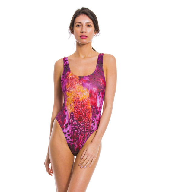 Purple Amalfi Tan Through Scoop Neck Swimsuit - Kiniki