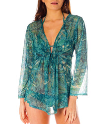  Santorini Tan Through Short Kaftan - Kiniki